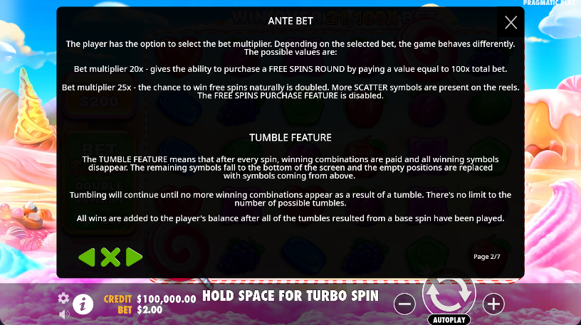 Bonuses at Sweet Bonanza